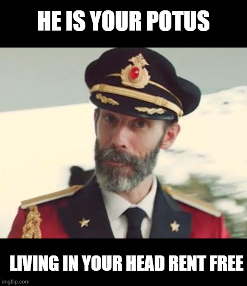 Captain Obvious | HE IS YOUR POTUS LIVING IN YOUR HEAD RENT FREE | image tagged in captain obvious | made w/ Imgflip meme maker