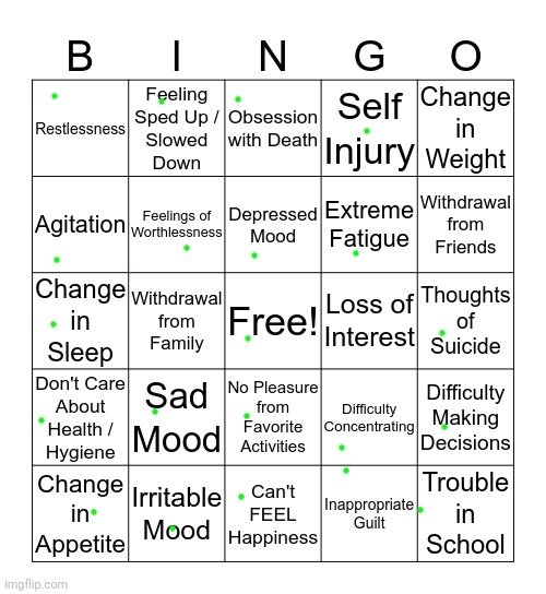 depression bingo 1 | image tagged in depression bingo 1 | made w/ Imgflip meme maker