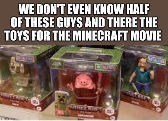 XD XD | WE DON'T EVEN KNOW HALF OF THESE GUYS AND THERE THE TOYS FOR THE MINECRAFT MOVIE | image tagged in memes,minecraft,minecraft movie,i am steve | made w/ Imgflip meme maker