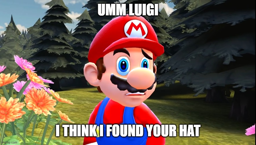 mario found luigi's hat | UMM LUIGI I THINK I FOUND YOUR HAT | image tagged in mario confused,memes | made w/ Imgflip meme maker