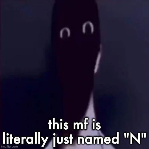 N mandela catalogue | this mf is literally just named "N" | image tagged in n mandela catalogue | made w/ Imgflip meme maker
