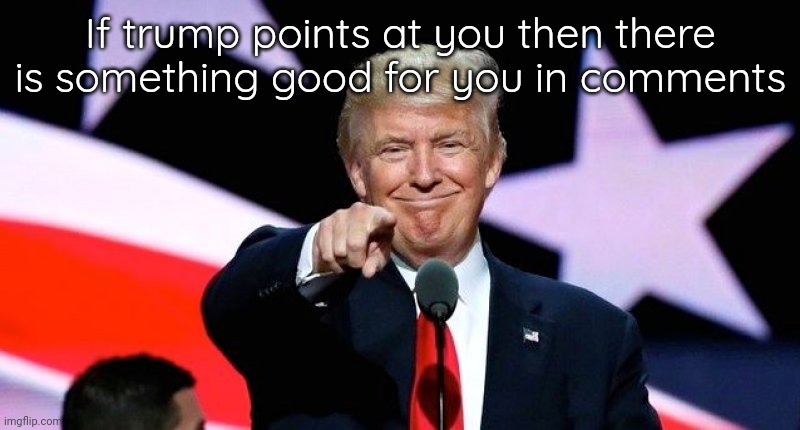 Donald Trump pointing at you. | If trump points at you then there is something good for you in comments | image tagged in donald trump pointing at you | made w/ Imgflip meme maker