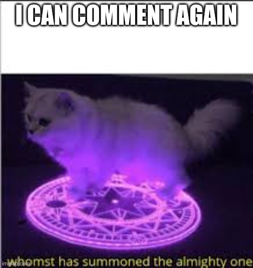 Whomst has Summoned the almighty one | I CAN COMMENT AGAIN | image tagged in whomst has summoned the almighty one | made w/ Imgflip meme maker