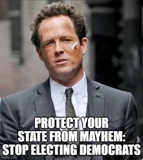 You get what you vote for | PROTECT YOUR STATE FROM MAYHEM:
STOP ELECTING DEMOCRATS | image tagged in mayhem | made w/ Imgflip meme maker