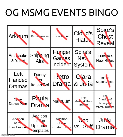 Tf is left handed drama | image tagged in og msmg events bingo | made w/ Imgflip meme maker