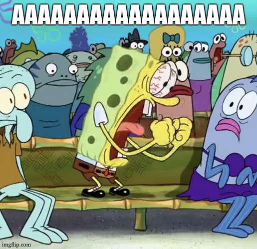 Spongebob Yelling | AAAAAAAAAAAAAAAAAA | image tagged in spongebob yelling | made w/ Imgflip meme maker