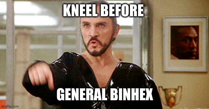 Kneel Before Zod | KNEEL BEFORE; GENERAL BINHEX | image tagged in kneel before zod | made w/ Imgflip meme maker