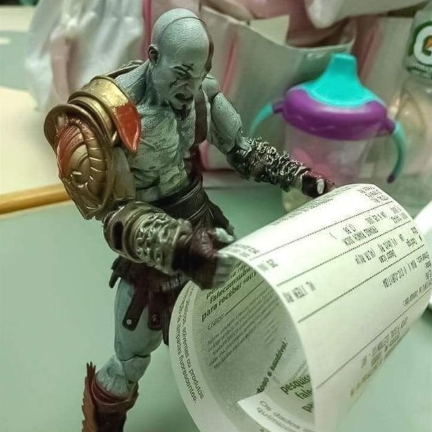 Kratos looking the bill Blank Meme Template