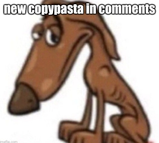 sad dog | new copypasta in comments | image tagged in sad dog | made w/ Imgflip meme maker