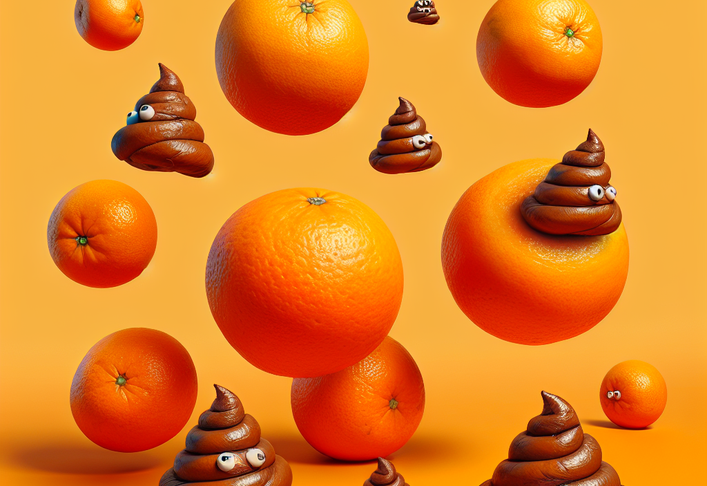 floating oranges and poop on an orange background Blank Meme Template