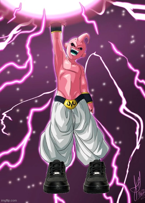 Bro really does have the black air force energy | image tagged in meme,majin buu | made w/ Imgflip meme maker