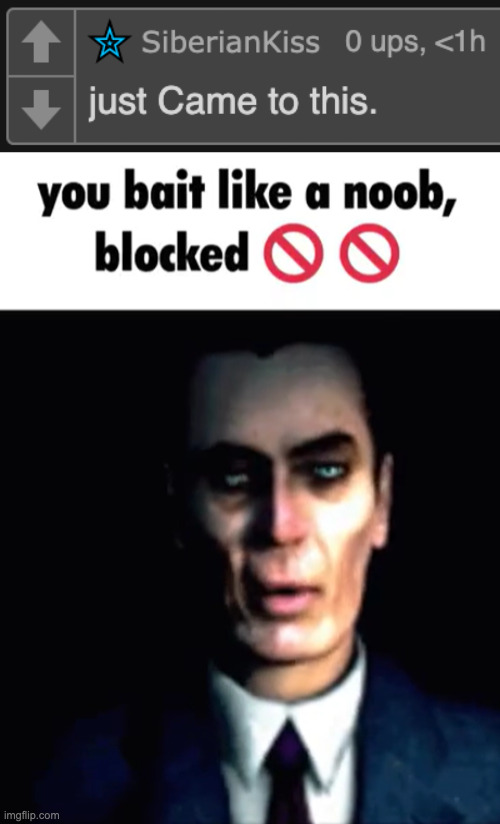 image tagged in you bait like an noob blocked | made w/ Imgflip meme maker