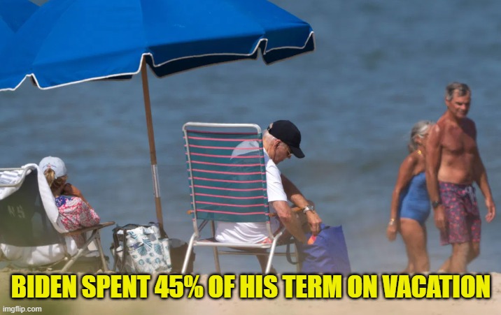 BIDEN SPENT 45% OF HIS TERM ON VACATION | made w/ Imgflip meme maker