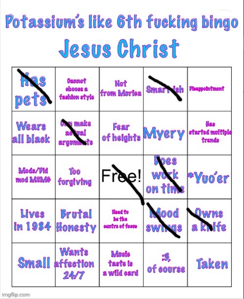 image tagged in potassium bingo v5 or v6 i forgot | made w/ Imgflip meme maker