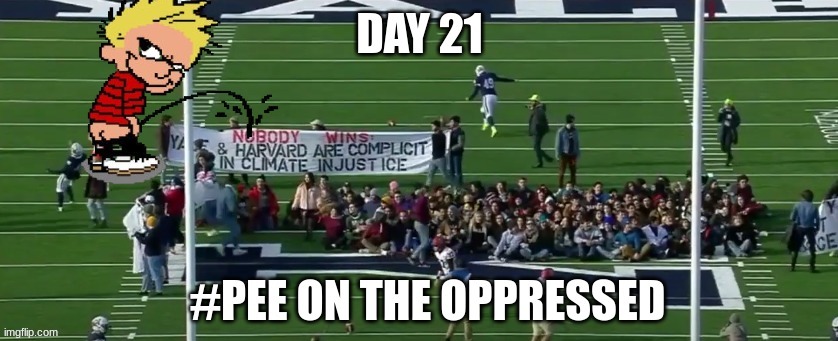 Pee on the oppressed meme | image tagged in memes,oppression,woke,college football,maga,political meme | made w/ Imgflip meme maker