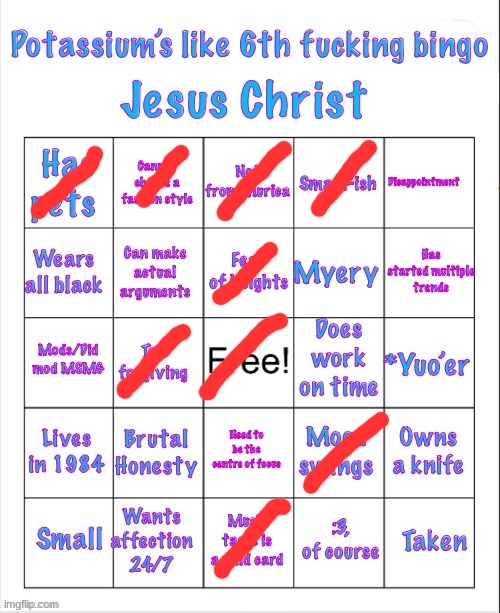image tagged in potassium bingo v5 or v6 i forgot | made w/ Imgflip meme maker