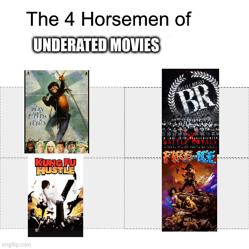 Four horsemen of | UNDERATED MOVIES | image tagged in four horsemen of | made w/ Imgflip meme maker