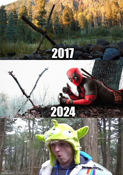 logan's grave meme | 2017; 2024 | image tagged in memes,logan,logan paul,x men,marvel,movies | made w/ Imgflip meme maker