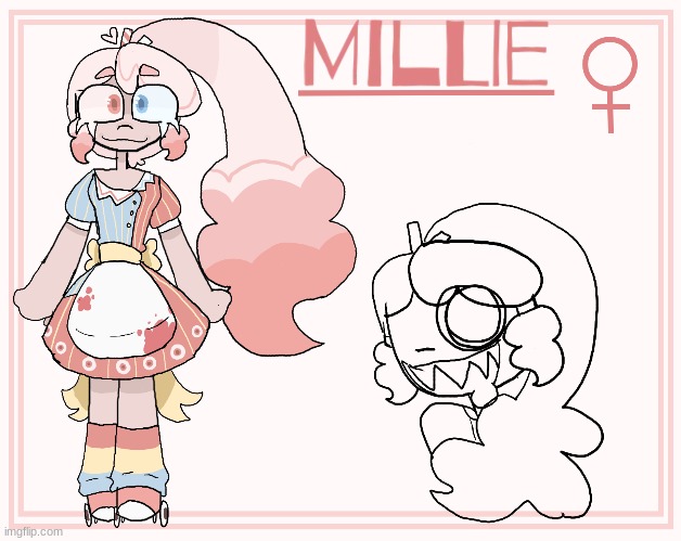 Here's the official Millie ref bc I'm taking a break adding new characters | image tagged in ocs,original character,character design,drawing,art,cannibalism | made w/ Imgflip meme maker