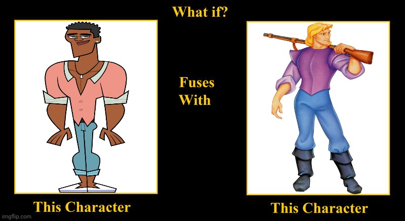 What it Caleb Fuses With John Smith | image tagged in what if fuses,total drama,pocahontas,caleb,john smith,handsome | made w/ Imgflip meme maker