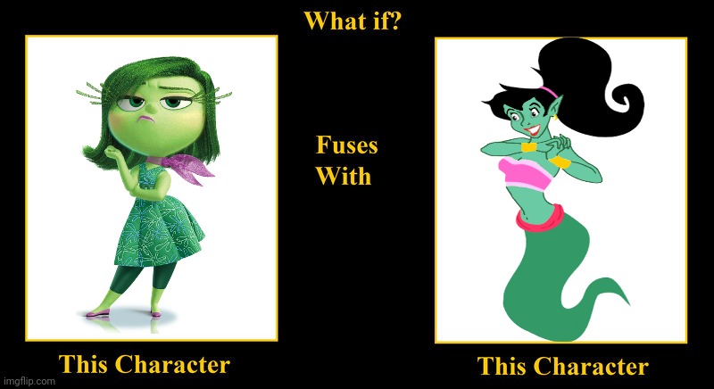 What if Disgust Fuses With Eden | image tagged in what if fuses,inside out,aladdin,eden,disgust,green skin | made w/ Imgflip meme maker