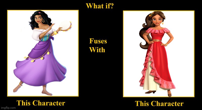 Esmeralda Fuses With Elena Castillo Flores | image tagged in what if fuses,esmeralda,the hunchback of notre dame,elena of avalor,elena castillo flores,disney princess | made w/ Imgflip meme maker