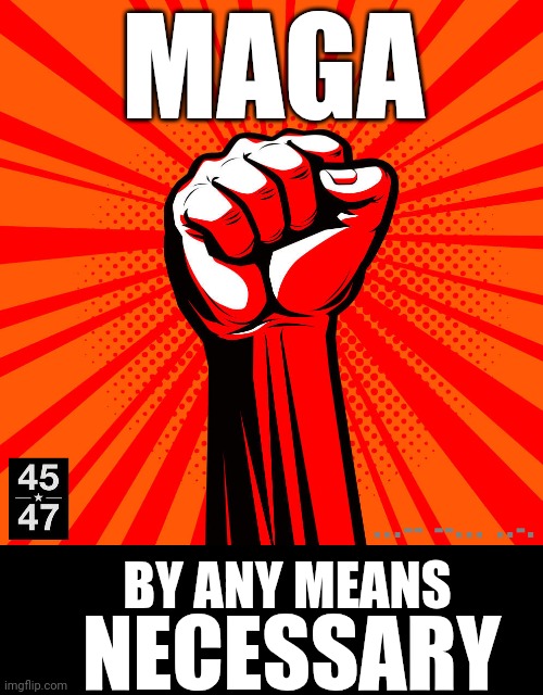 MAGA by any means necessary | MAGA; BY ANY MEANS; NECESSARY | image tagged in fight fight fight | made w/ Imgflip meme maker