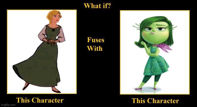 Madellaine Fuses With Disgust | image tagged in what if fuses,madellaine,disgust,inside out,the hunchback of notre dame,green | made w/ Imgflip meme maker