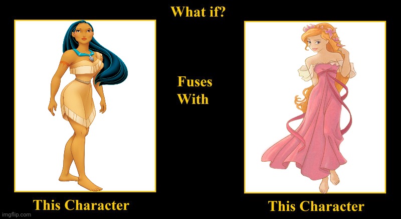 What if Pocahontas Fuses With Giselle | image tagged in what if fuses,giselle,disney princess,pocahontas,enchanted,barefoot | made w/ Imgflip meme maker