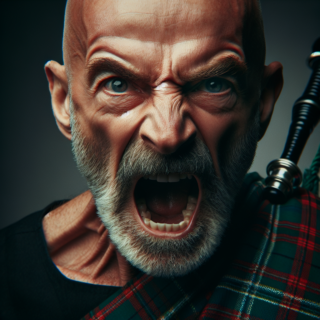 Angry bald Scottish man yelling Blank Meme Template