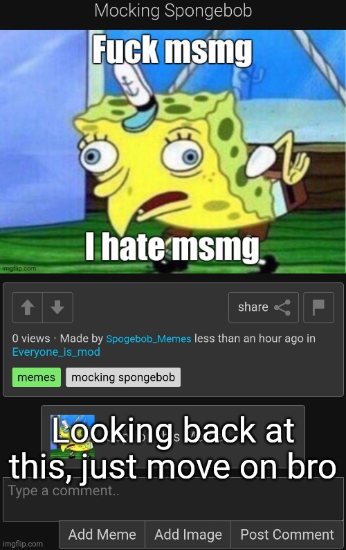 We're just doing a bit of trolling | Looking back at this, just move on bro | image tagged in memes,msmg,what | made w/ Imgflip meme maker