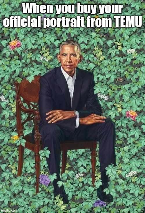 Obama Portrait | When you buy your official portrait from TEMU | image tagged in obama portrait | made w/ Imgflip meme maker