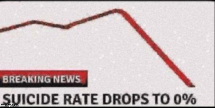 Suicide Rate Drops to Zero | image tagged in suicide rate drops to zero | made w/ Imgflip meme maker