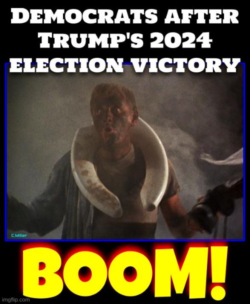 BOOM is an understatement | image tagged in democrats,losers,politics,2024 elections,president trump,republicans | made w/ Imgflip meme maker