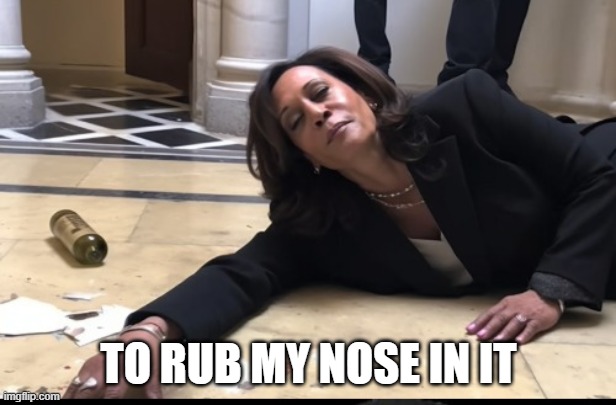 drunk kamala | TO RUB MY NOSE IN IT | image tagged in drunk kamala | made w/ Imgflip meme maker