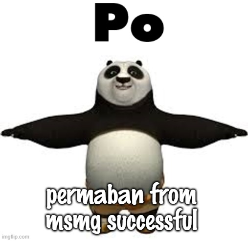 Po | permaban from msmg successful | image tagged in po | made w/ Imgflip meme maker