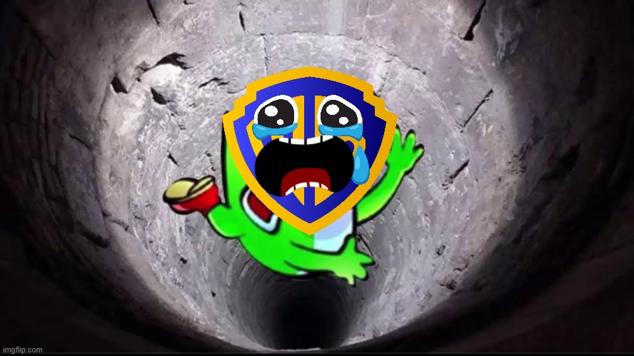 warner bros falling to their death | image tagged in yoshi falls in a well to his death,memes,warner bros discovery | made w/ Imgflip meme maker