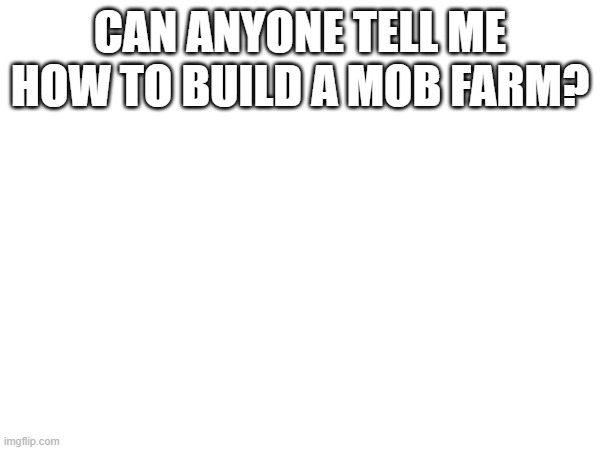 Please? i have no idea what to do | CAN ANYONE TELL ME HOW TO BUILD A MOB FARM? | made w/ Imgflip meme maker