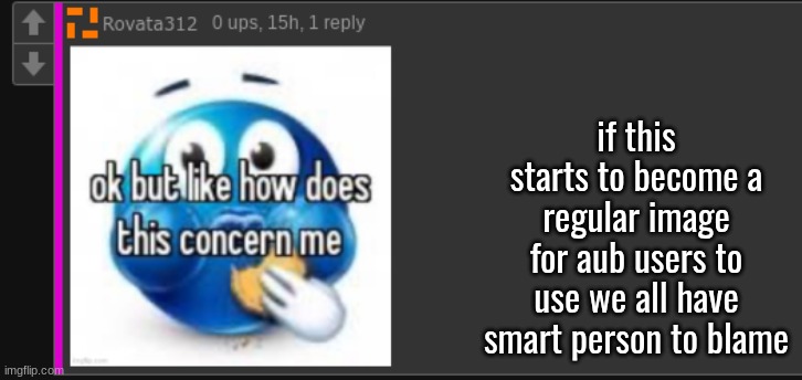 if this starts to become a regular image for aub users to use we all have smart person to blame | made w/ Imgflip meme maker