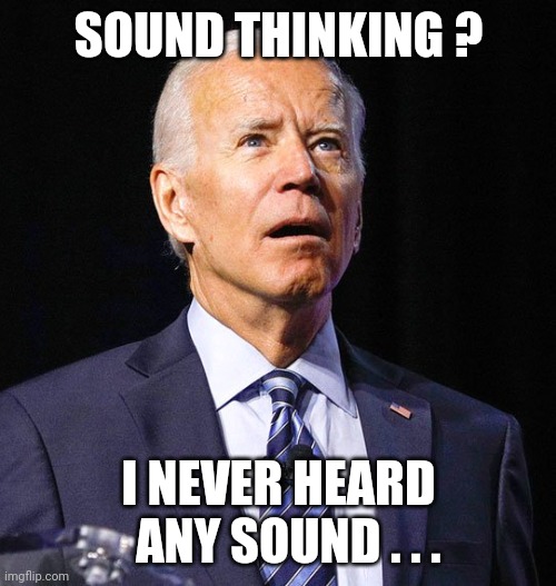 Joe Biden | SOUND THINKING ? I NEVER HEARD
   ANY SOUND . . . | image tagged in joe biden | made w/ Imgflip meme maker