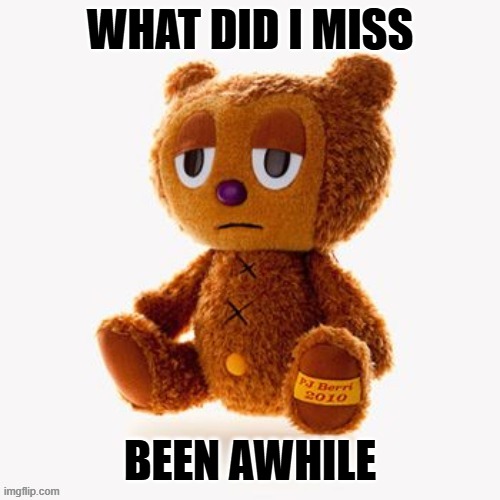 Pj plush | WHAT DID I MISS; BEEN AWHILE | image tagged in pj plush | made w/ Imgflip meme maker