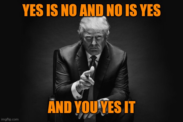 Donald Trump Thug Life | YES IS NO AND NO IS YES AND YOU YES IT | image tagged in donald trump thug life | made w/ Imgflip meme maker