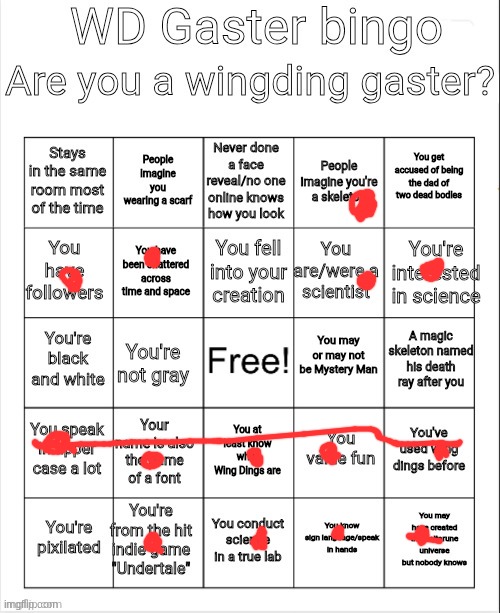 WD Gaster bingo | image tagged in wd gaster bingo | made w/ Imgflip meme maker