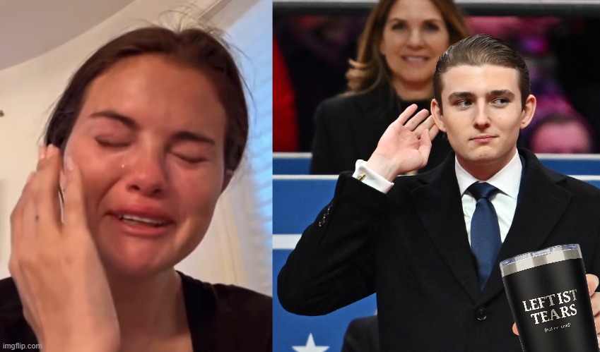 MMMMM, Leftist Tears | image tagged in selena gomez crying,barron trump | made w/ Imgflip meme maker