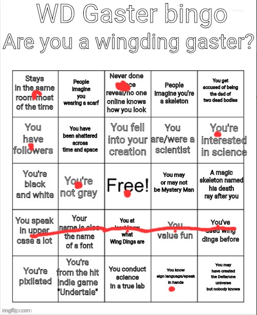 WD Gaster bingo | image tagged in wd gaster bingo | made w/ Imgflip meme maker