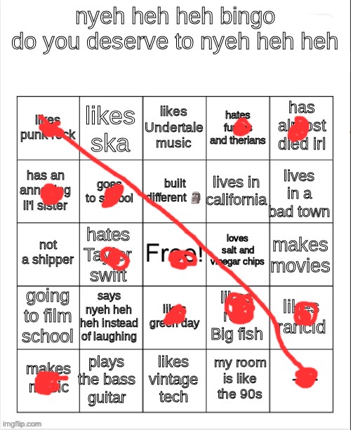 nyeh heh heh bingo | image tagged in nyeh heh heh bingo | made w/ Imgflip meme maker