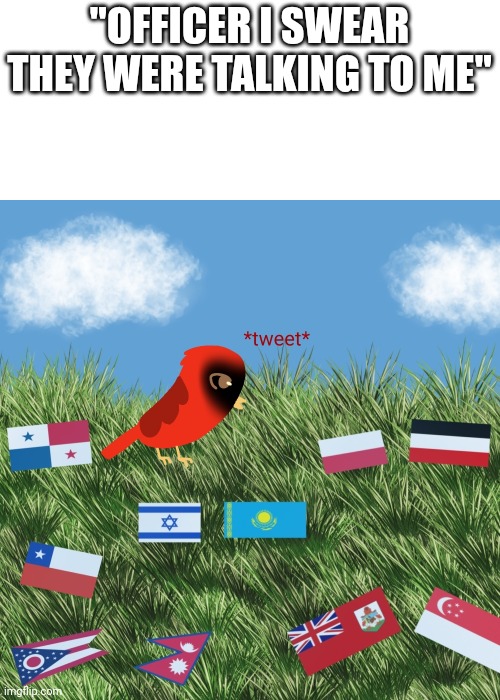 Countryballs (Non-Balls) IRL | "OFFICER I SWEAR THEY WERE TALKING TO ME" | image tagged in countryballs,in real life,ibispaint,memes | made w/ Imgflip meme maker