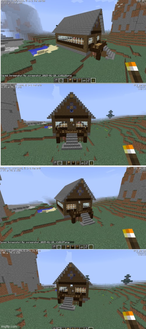 rate the house from 1 to 10. I'm still working on the inside, but the exterior is pretty much finished. | image tagged in minecraft house | made w/ Imgflip meme maker