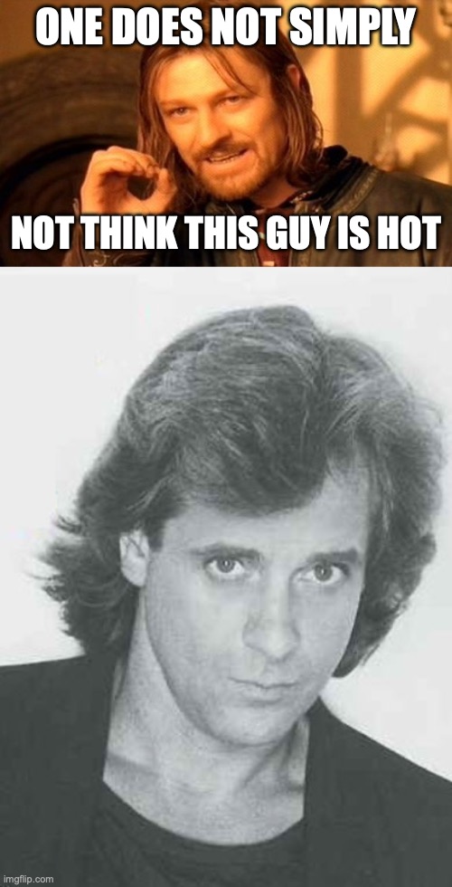 ONE DOES NOT SIMPLY; NOT THINK THIS GUY IS HOT | image tagged in memes,one does not simply,eddie money | made w/ Imgflip meme maker