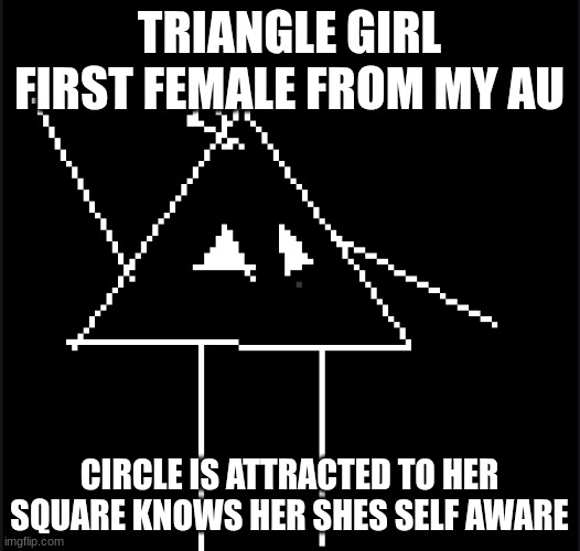 TRIANGLE GIRL FIRST FEMALE FROM MY AU; CIRCLE IS ATTRACTED TO HER SQUARE KNOWS HER SHES SELF AWARE | made w/ Imgflip meme maker